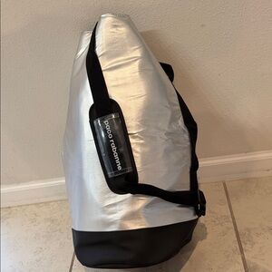 Paco Rabanne Metallic Silver and Black Duffel Bag